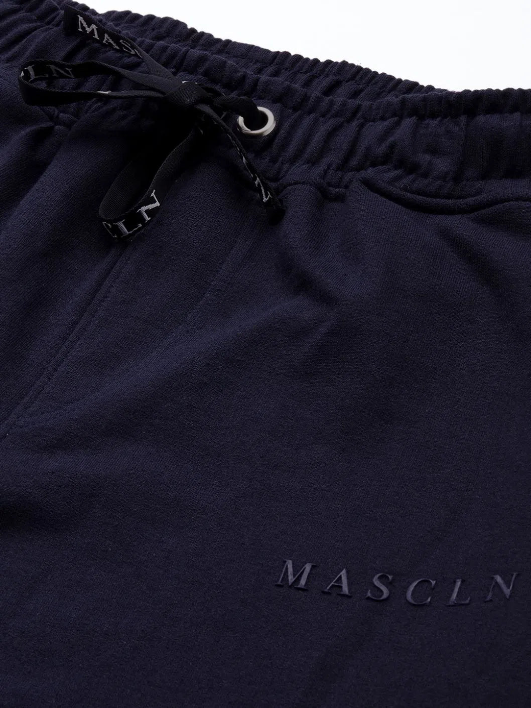 Wholesale Men's Navy MASCLN Puff Print Joggers