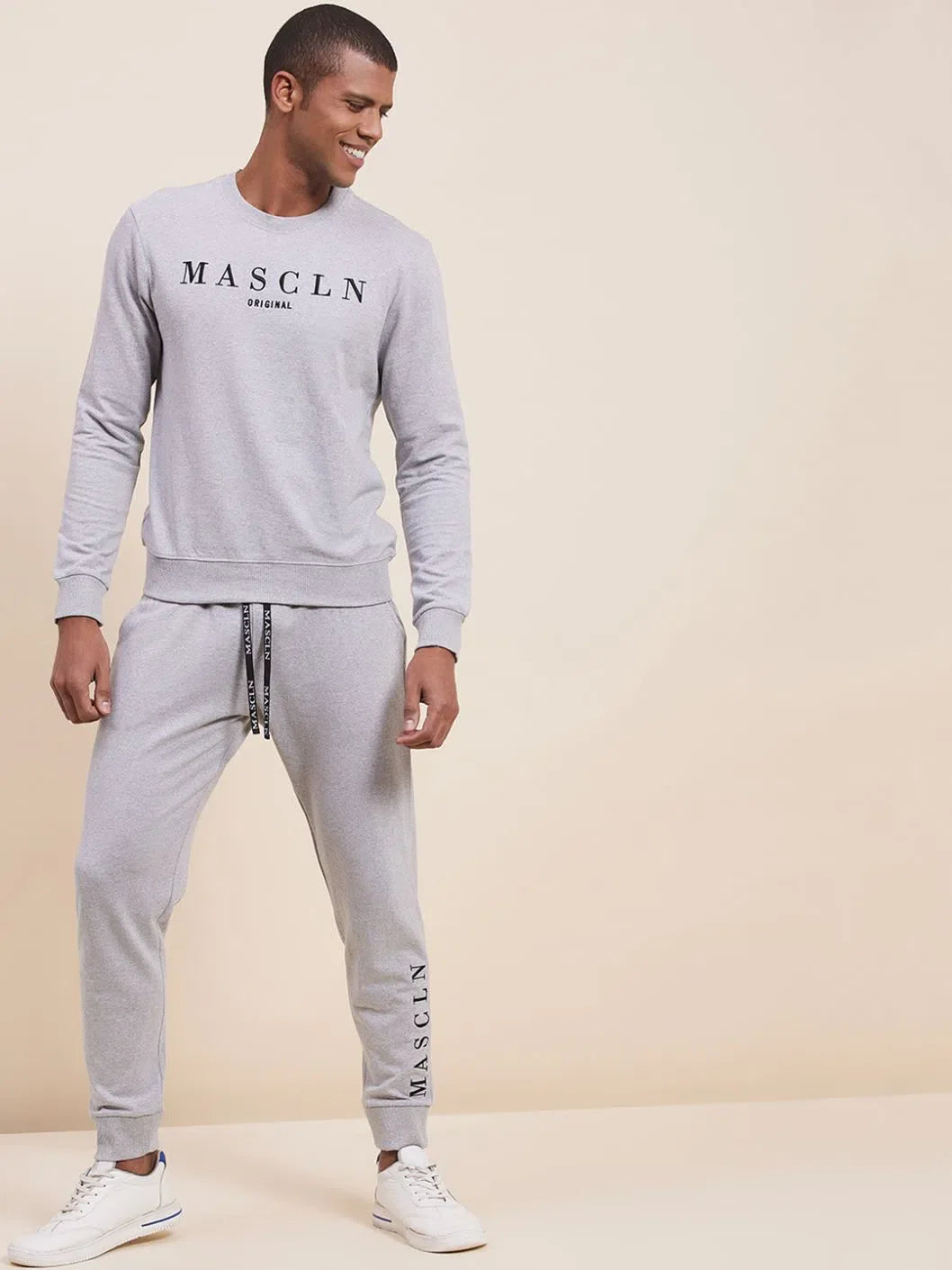 Wholesale Men's Grey MASCLN Embroidered Joggers