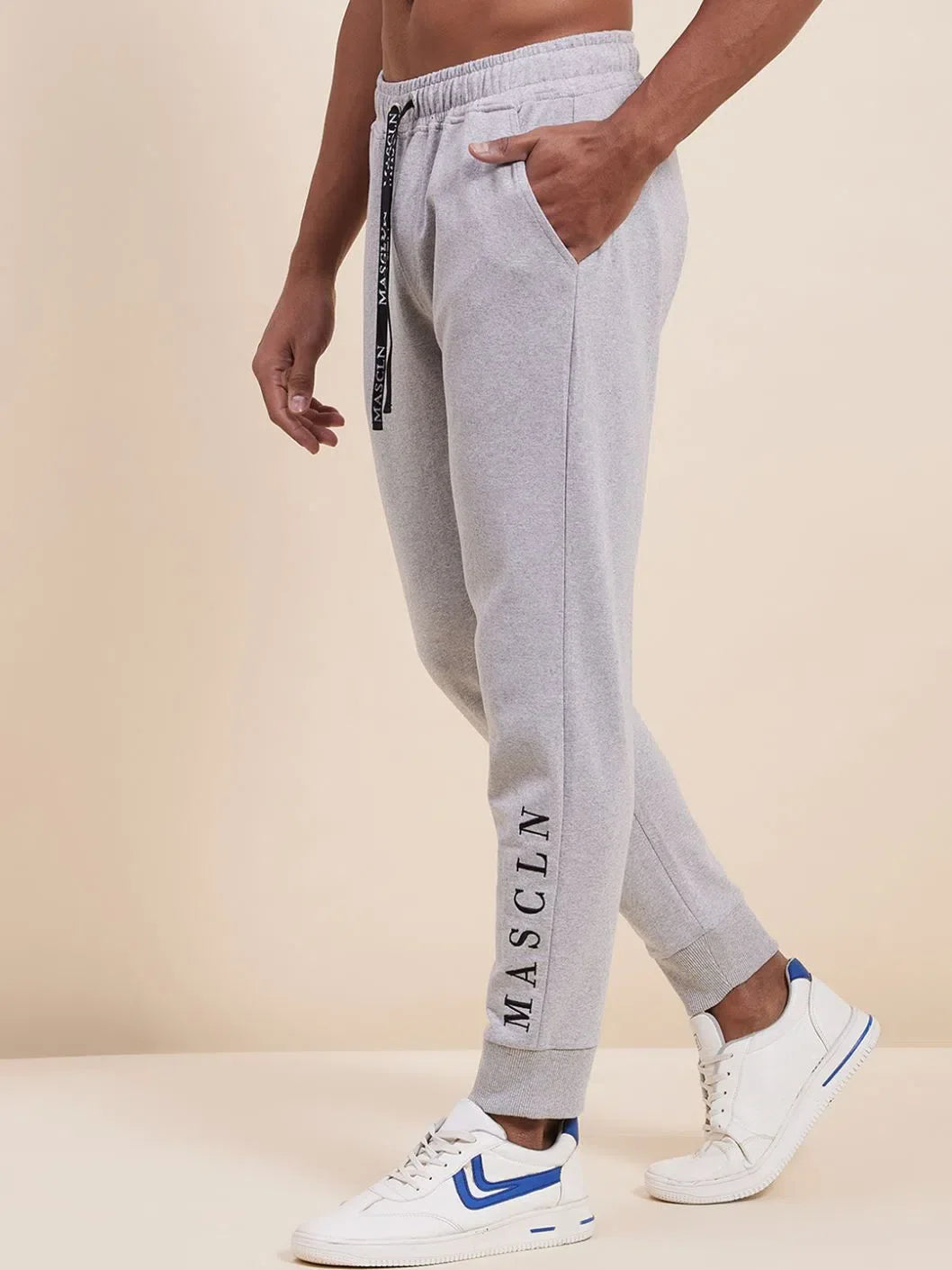 Wholesale Men's Grey MASCLN Embroidered Joggers