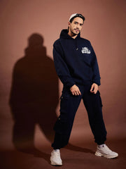 Men Navy Utility Pockets Oversized Joggers