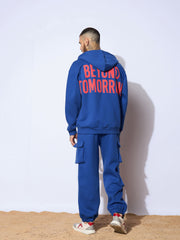 Men Blue Utility Pockets Oversized Joggers-MSPANT50910