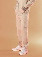 Men Taupe Utility Pockets Oversized Joggers-MSPANT50911