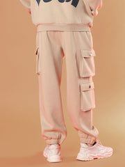 Men Taupe Utility Pockets Oversized Joggers-MSPANT50911
