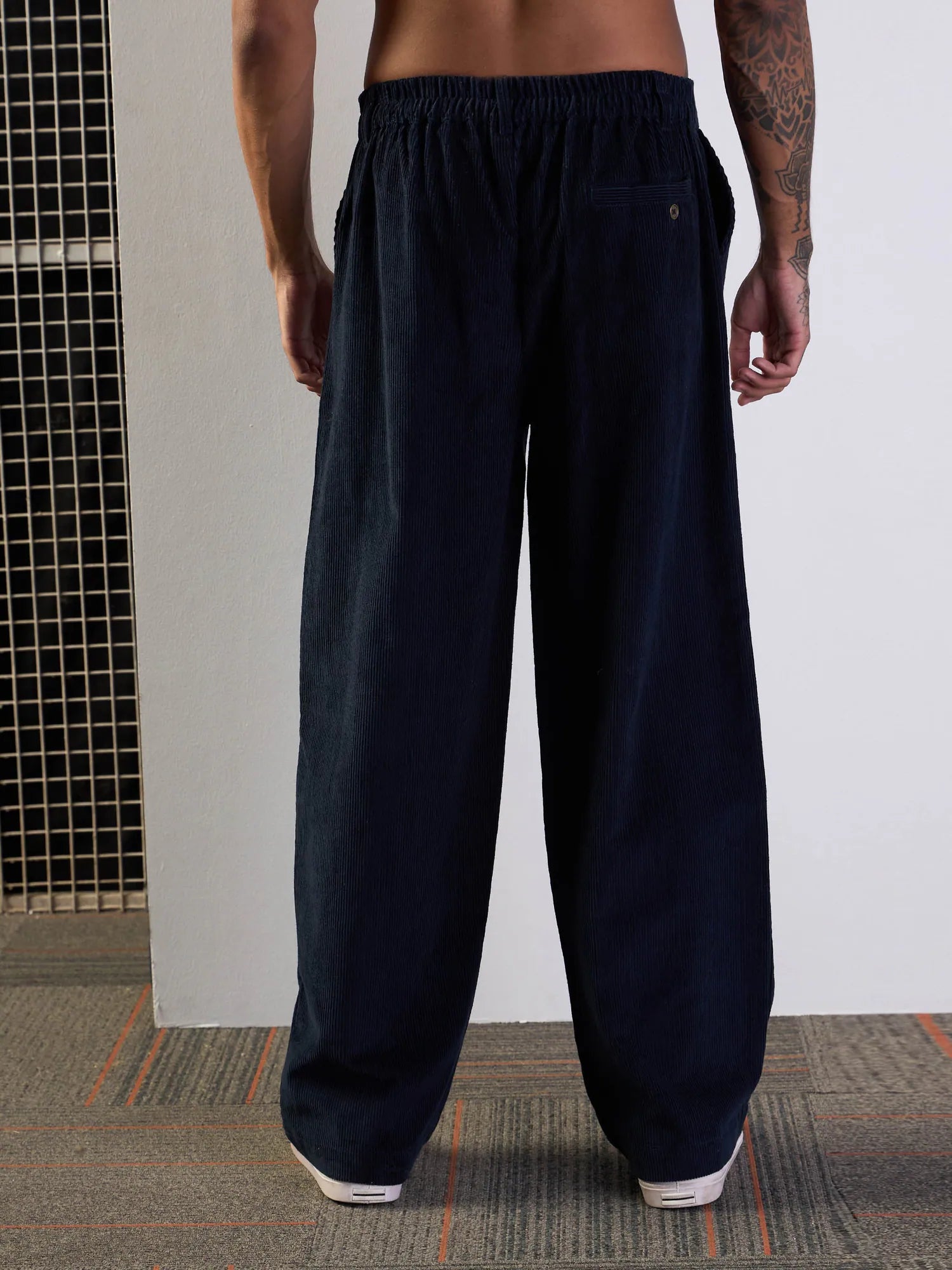 Navy Corduroy Cotton Pants - Mens Formal Trousers & More