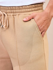 Men Beige Pintuck Oversize Sweatpants-MSPANT51021