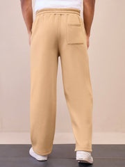 Men Beige Pintuck Oversize Sweatpants-MSPANT51021