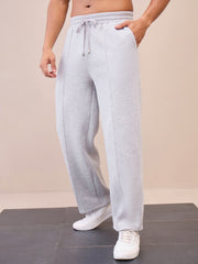 Men Grey Pintuck Oversize Sweatpants-MSPANT51022