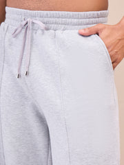 Men Grey Pintuck Oversize Sweatpants-MSPANT51022