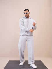 Men Grey Pintuck Oversize Sweatpants-MSPANT51022