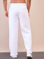 Men White Pintuck Oversize Sweatpants-MSPANT51023