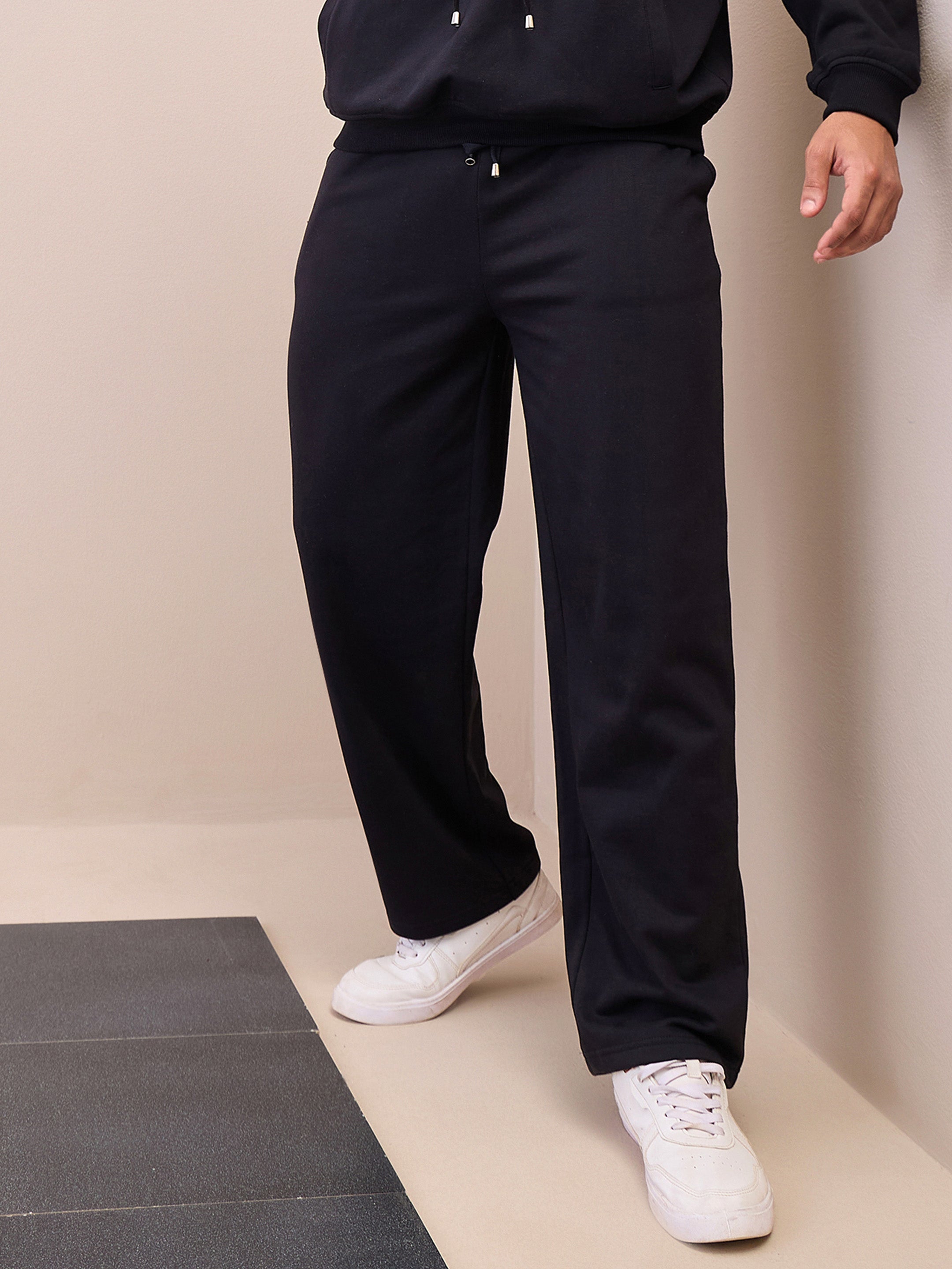 Men Black Oversize Sweatpants-MSPANT51024