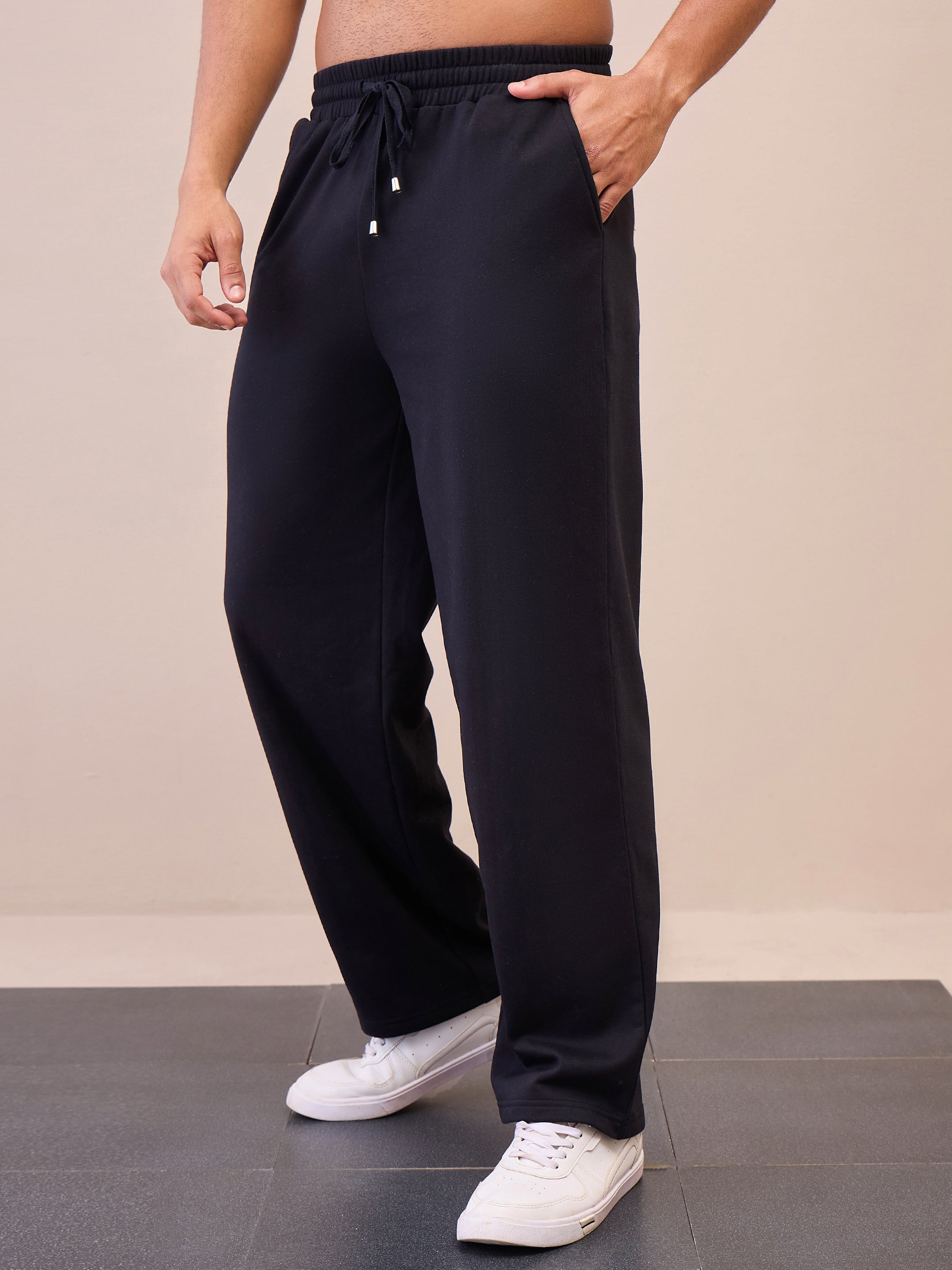 Men Black Oversize Sweatpants-MSPANT51024