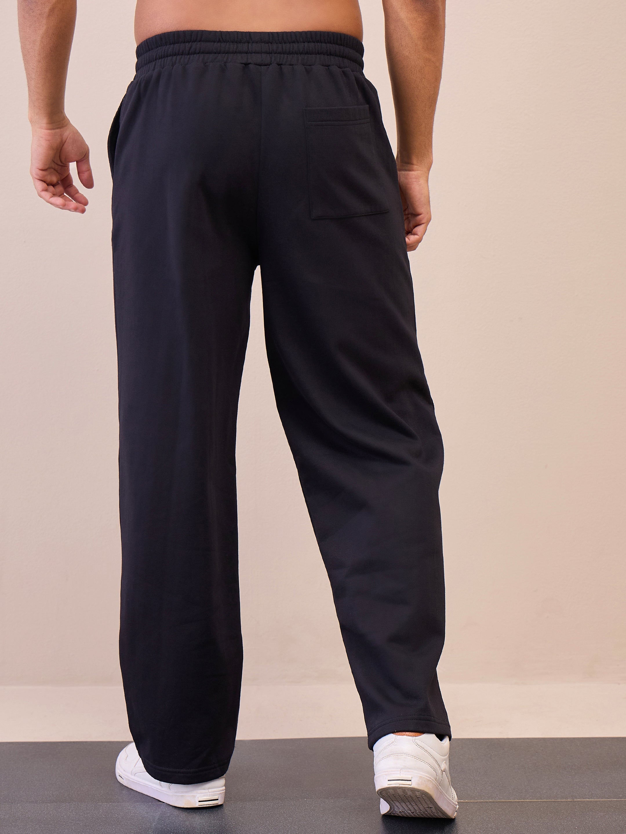 Men Black Oversize Sweatpants-MSPANT51024