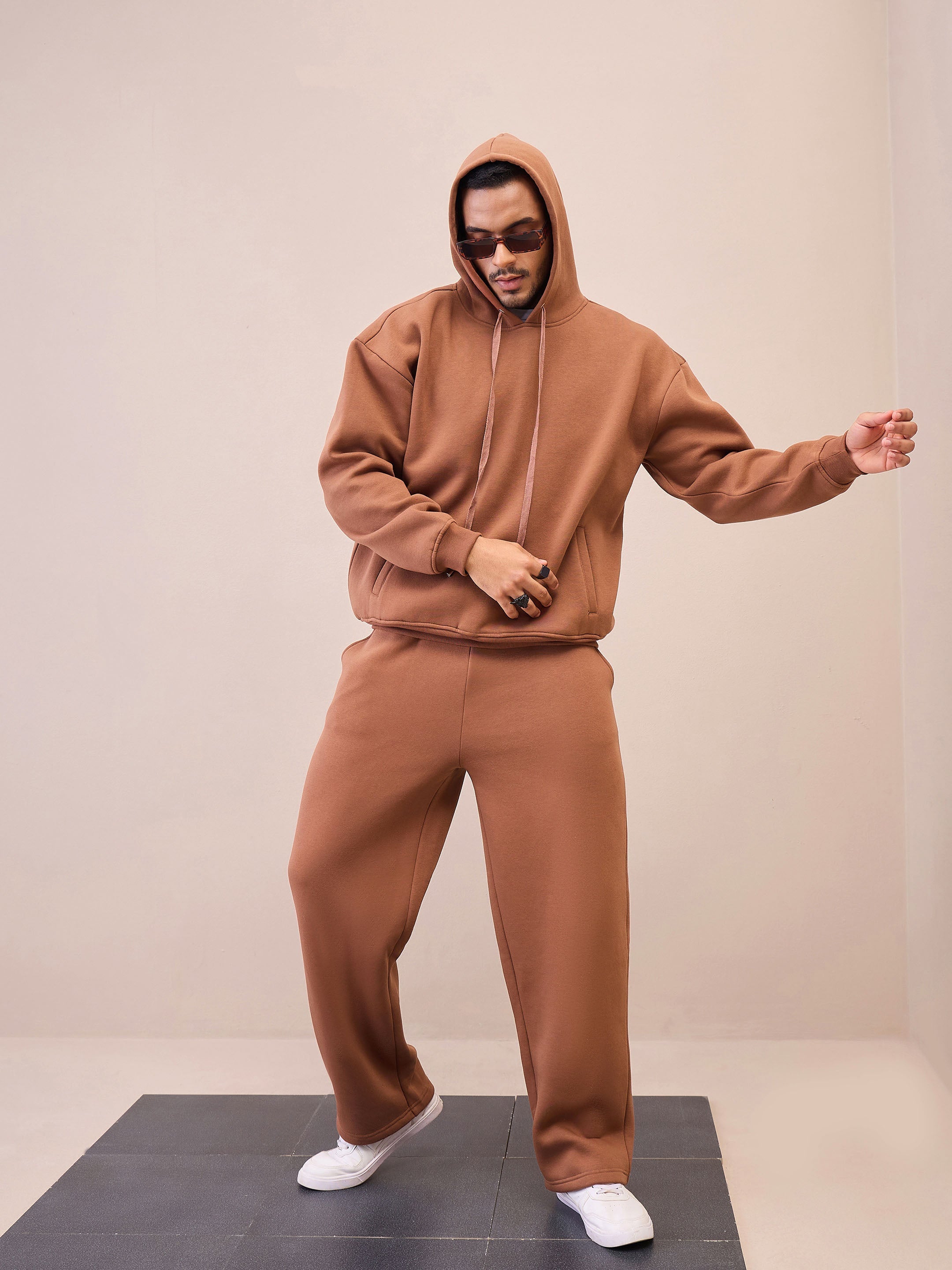 Men Brown Oversize Sweatpants-MSPANT51025