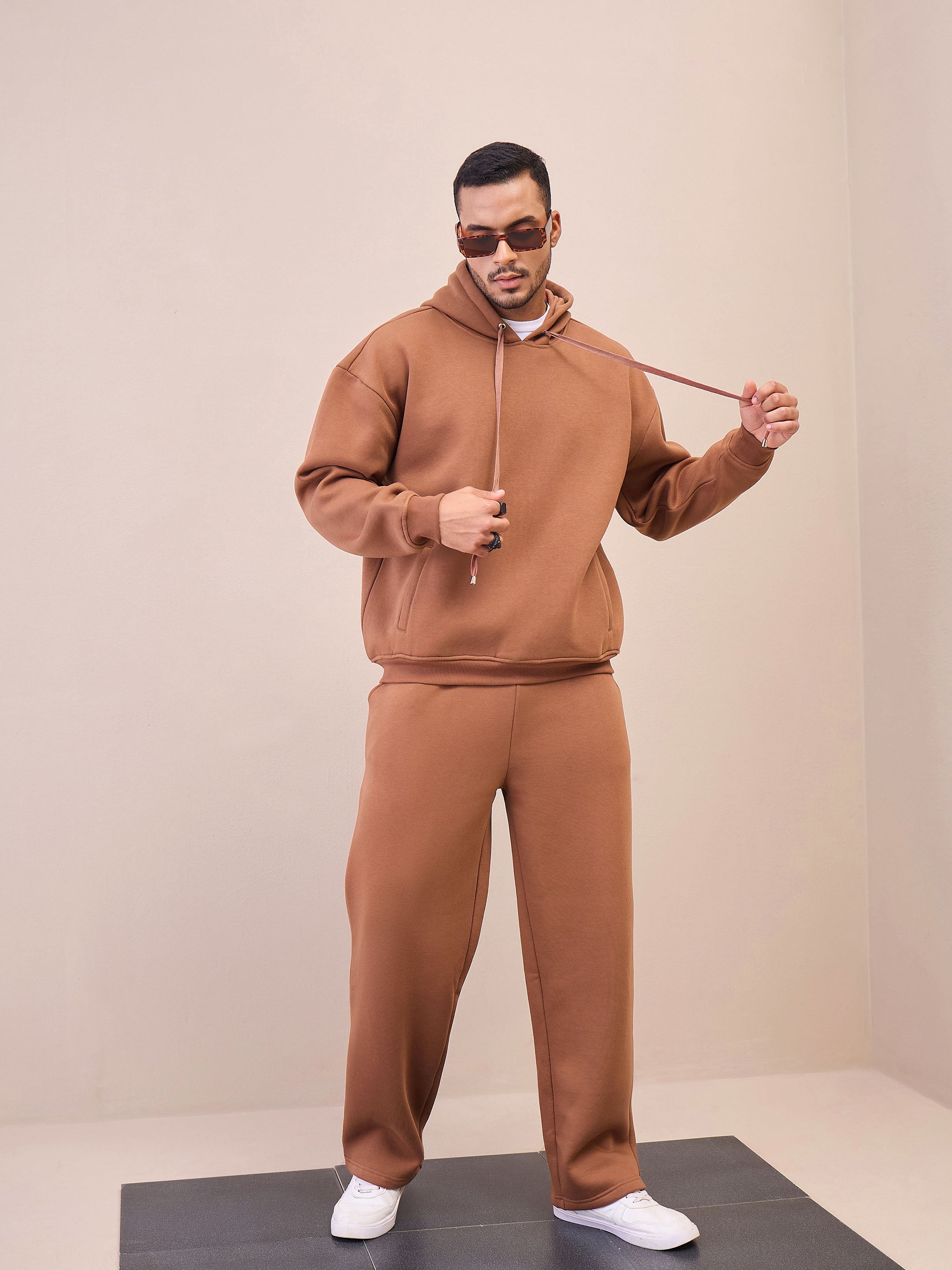 Men Brown Oversize Sweatpants-MSPANT51025