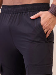Men Unisex Black Front Pocket Parachute Pants-MSPANT51033