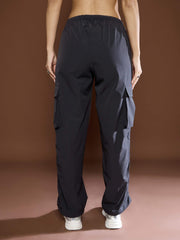 Unisex Dark Grey Side Ruched Baggy Parachute Pants-MSPANT51116