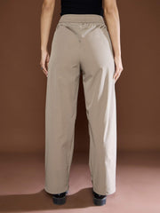 Unisex Taupe Front Dart Baggy Parachute Pants-MSPANT51120