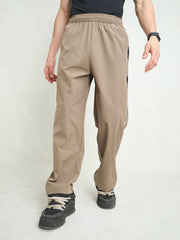Unisex Taupe Color Block Side Seam Parachute Pants-MSPANT51227