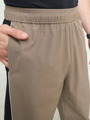 Unisex Taupe Color Block Side Seam Parachute Pants-MSPANT51227
