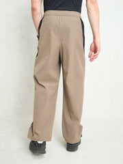 Unisex Taupe Color Block Side Seam Parachute Pants-MSPANT51227