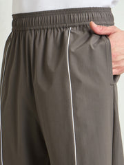Unisex Dark Grey Piping Detail Baggy Parachute Pants-MSPANT51229