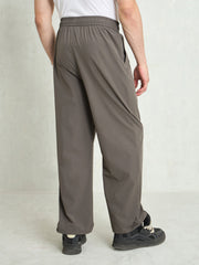 Unisex Dark Grey Piping Detail Baggy Parachute Pants-MSPANT51229