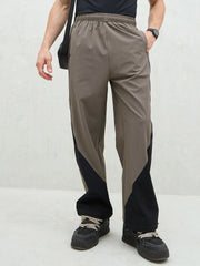Unisex Dark Grey Bottom Color Block Baggy Parachute Pants-MSPANT51230