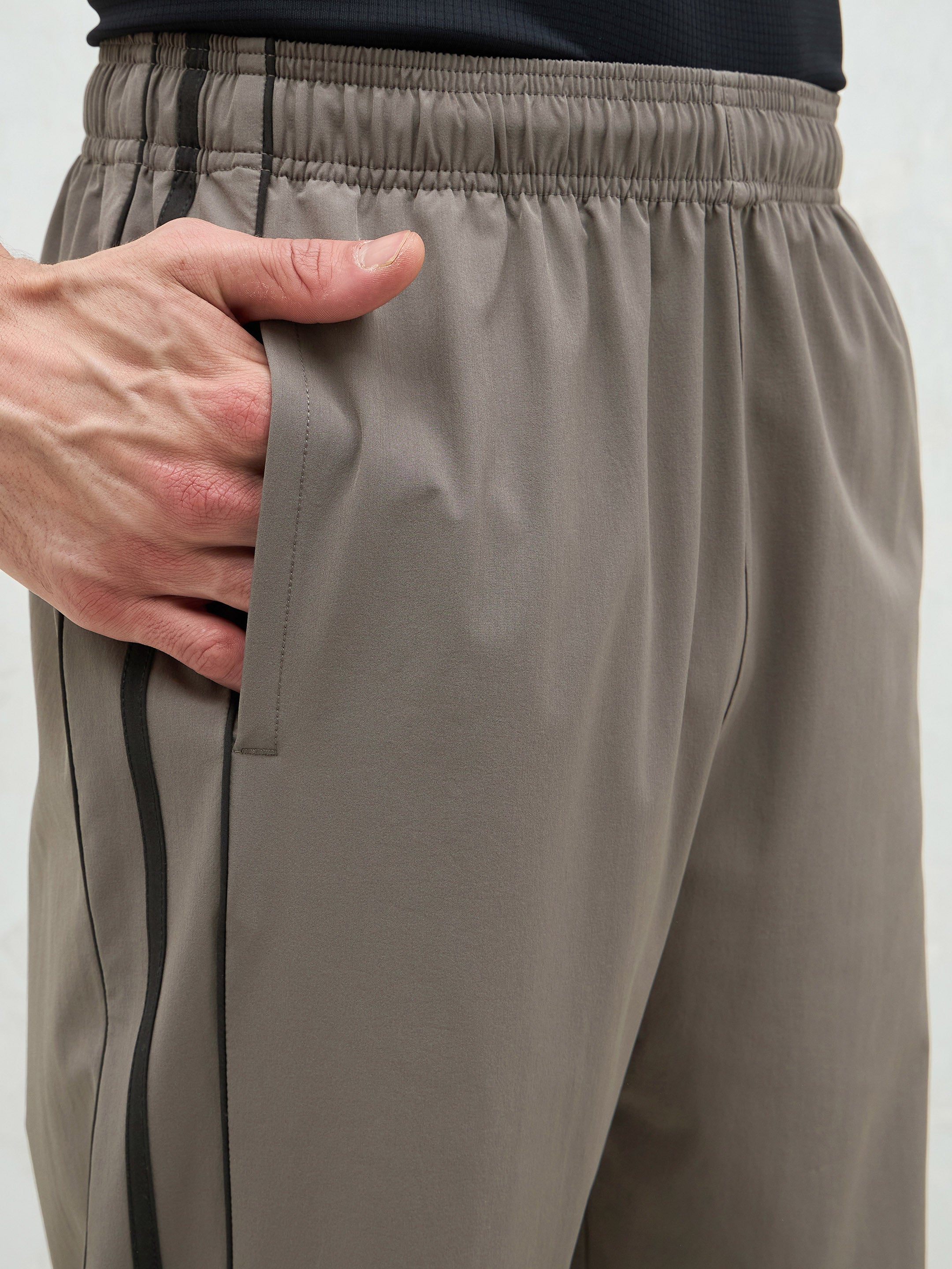Unisex Dark Grey Bottom Color Block Baggy Parachute Pants-MSPANT51230