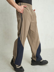 Unisex Taupe Bottom Color Block Baggy Parachute Pants-MSPANT51231