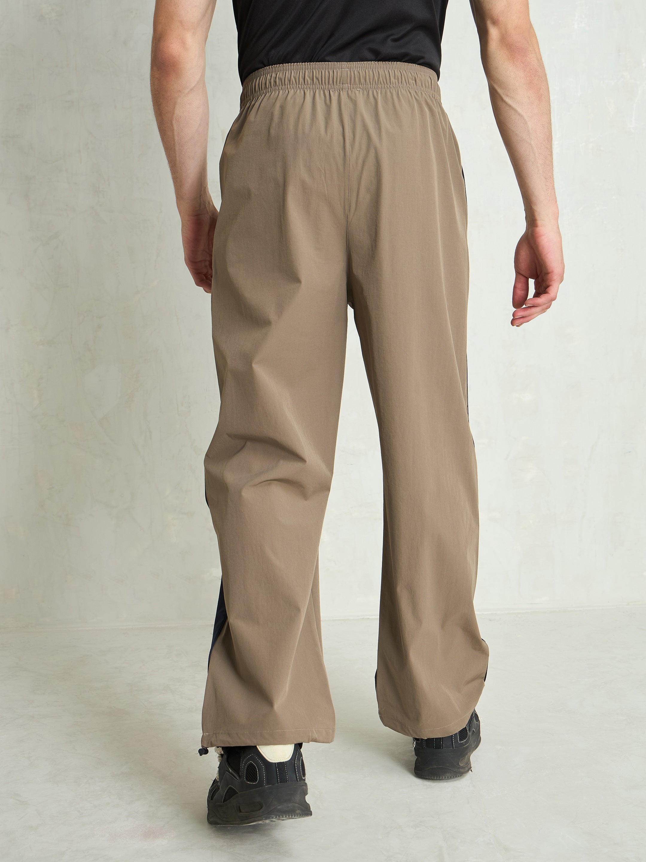 Unisex Taupe Bottom Color Block Baggy Parachute Pants-MSPANT51231
