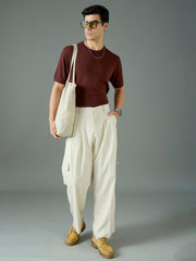 Men Off White Side Flap Pocket Relax Fit Korean Trouser-MSPANT51304