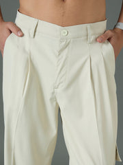 Men Off White Side Flap Pocket Relax Fit Korean Trouser-MSPANT51304