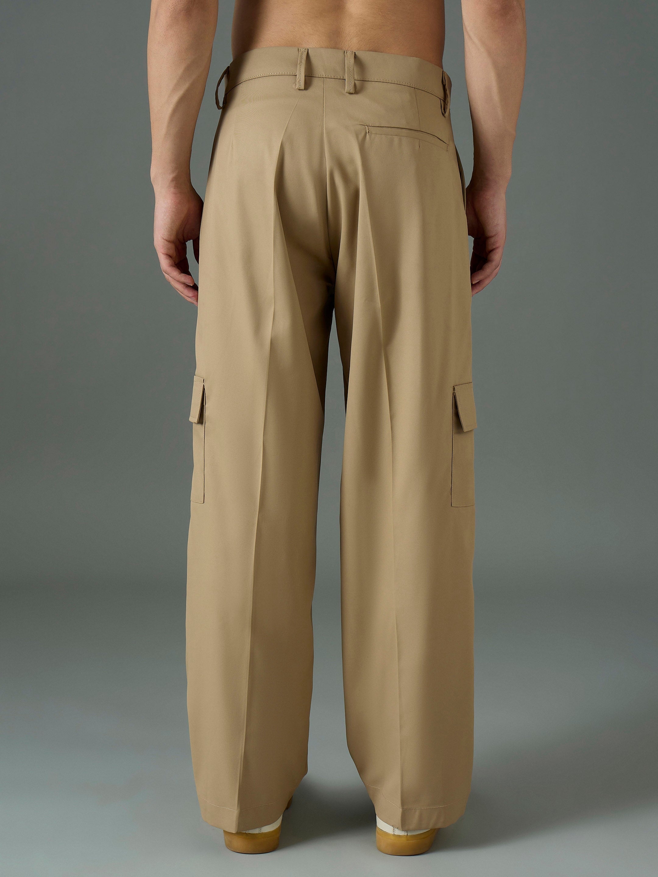 Men Khaki Side Flap Pocket Relax Fit Korean Trouser-MSPANT51305