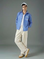 Men Off White Front Belt Relax Fit Korean Trouser-MSPANT51308