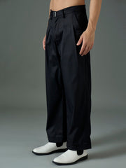 Men Black Front Belt Relax Fit Korean Trouser-MSPANT51309
