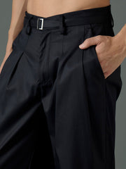 Men Black Front Belt Relax Fit Korean Trouser-MSPANT51309