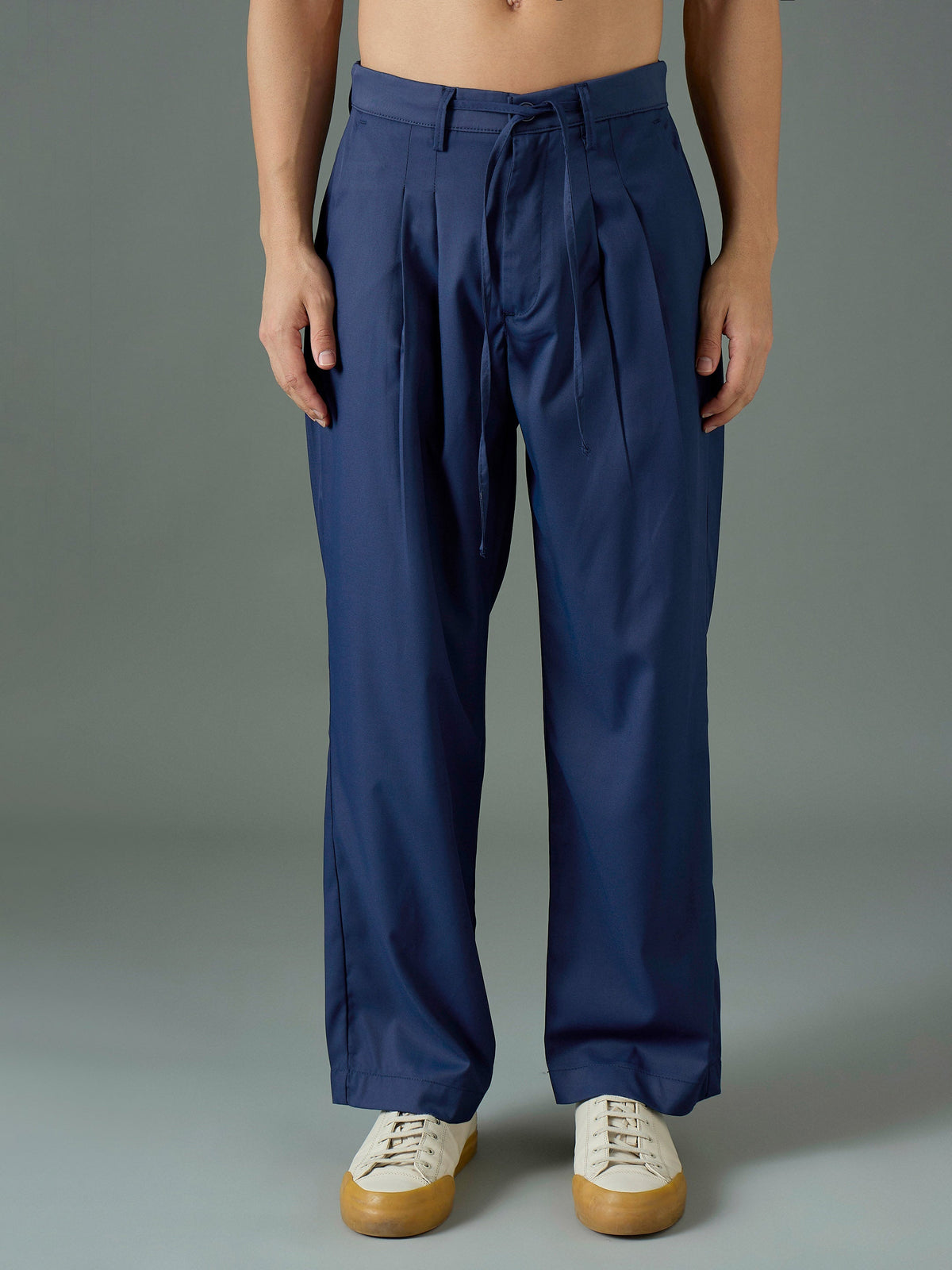 Men Navy Blue Front Dori Relax Fit Korean Trouser-MSPANT51311