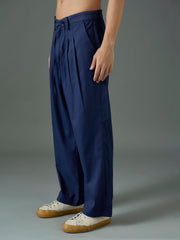 Men Navy Blue Front Dori Relax Fit Korean Trouser-MSPANT51311