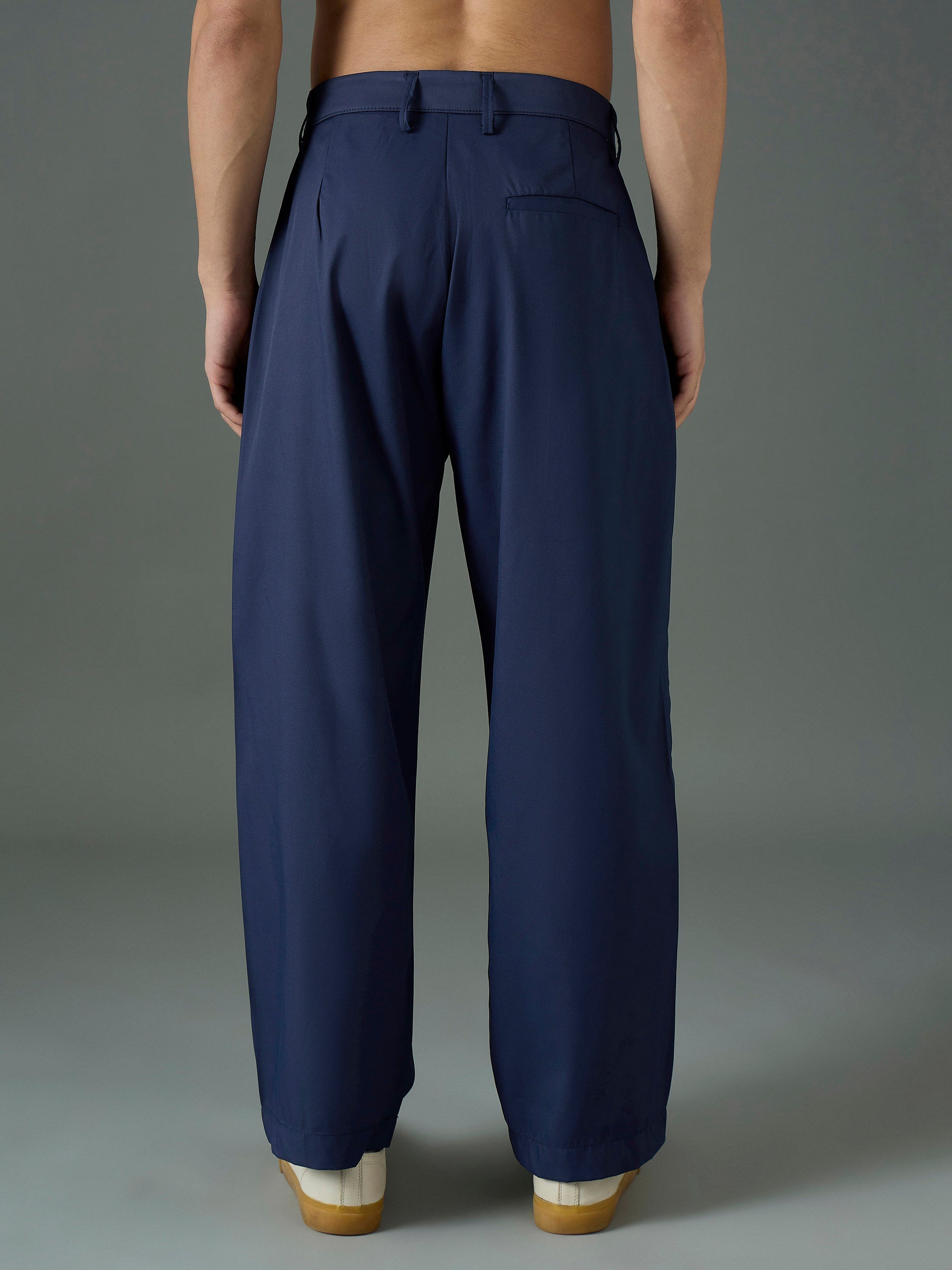 Men Navy Blue Front Dori Relax Fit Korean Trouser-MSPANT51311