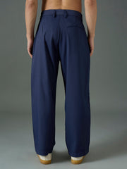 Men Navy Blue Front Dori Relax Fit Korean Trouser-MSPANT51311