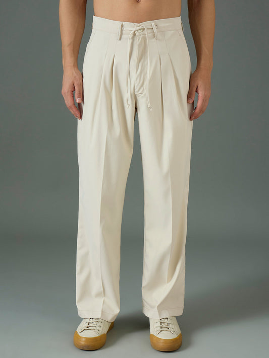 Men Off White Front Dori Relax Fit Korean Trouser-MSPANT51312 2160