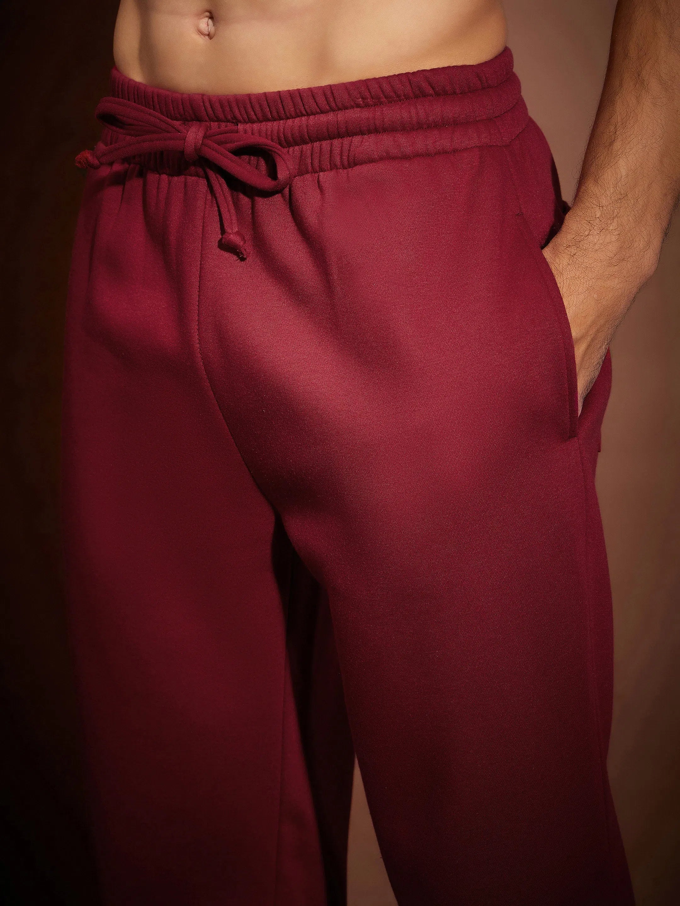 Maroon Zipper Sweatshirt & Joggers Set for Men | Cotton T-Shirts