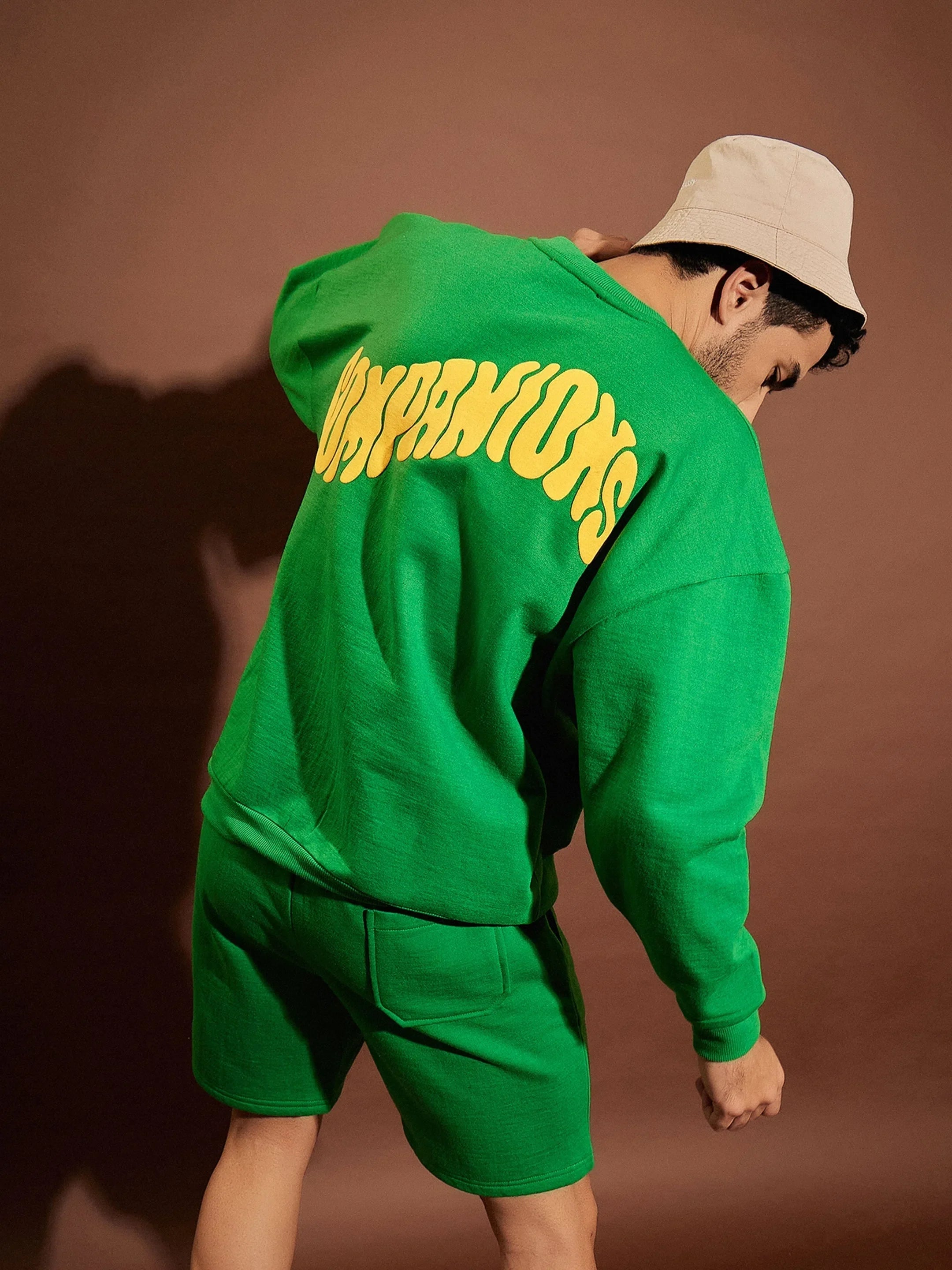 Green Companions Sweatshirt & Shorts Set for Men | Casual Shirts