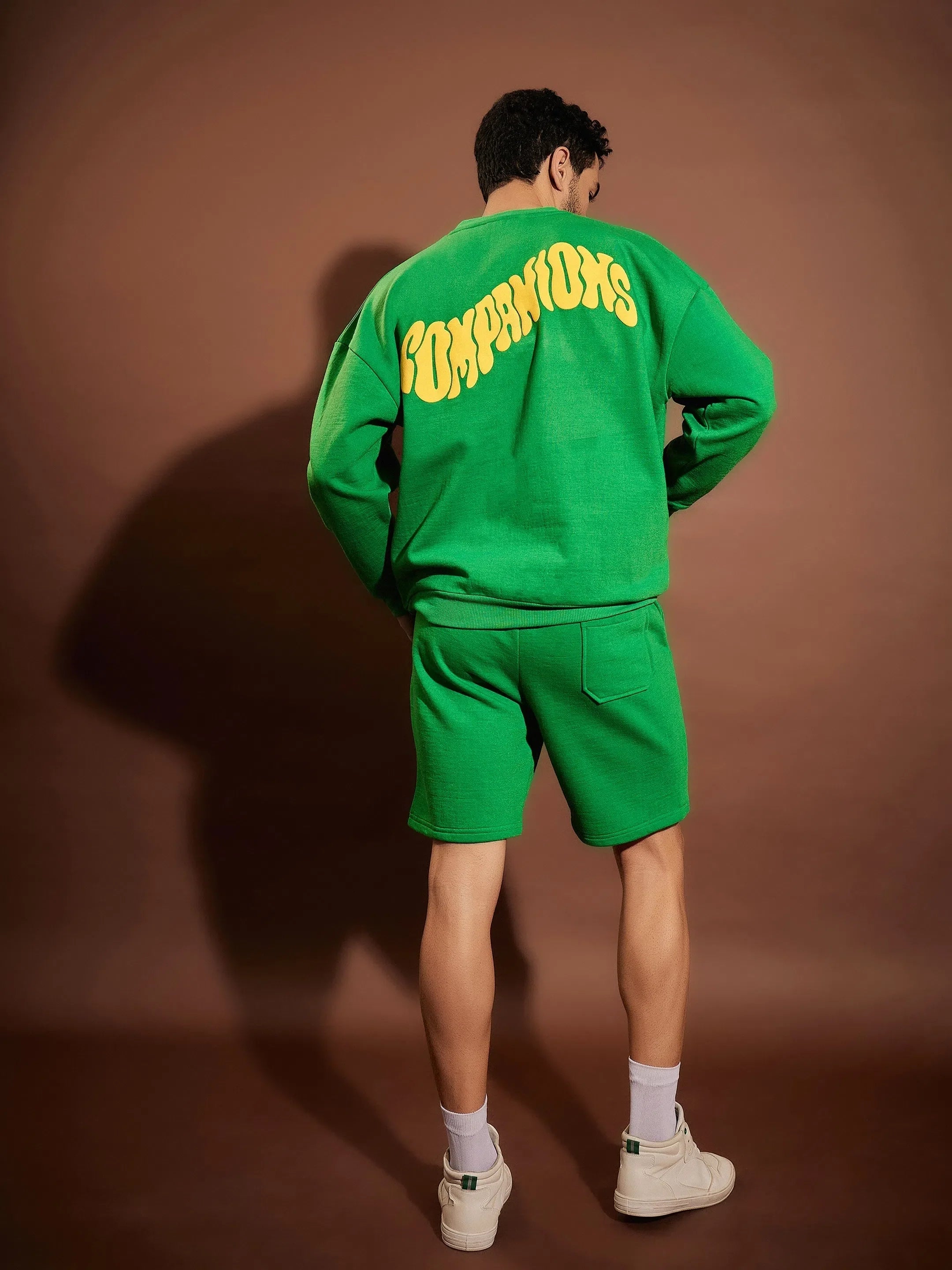 Green Companions Sweatshirt & Shorts Set for Men | Casual Shirts