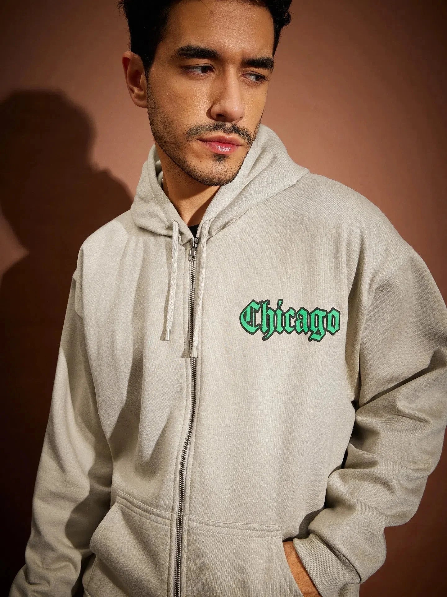 Men's Graphic T-shirts Alternative - Taupe Chicago Hoodie Set