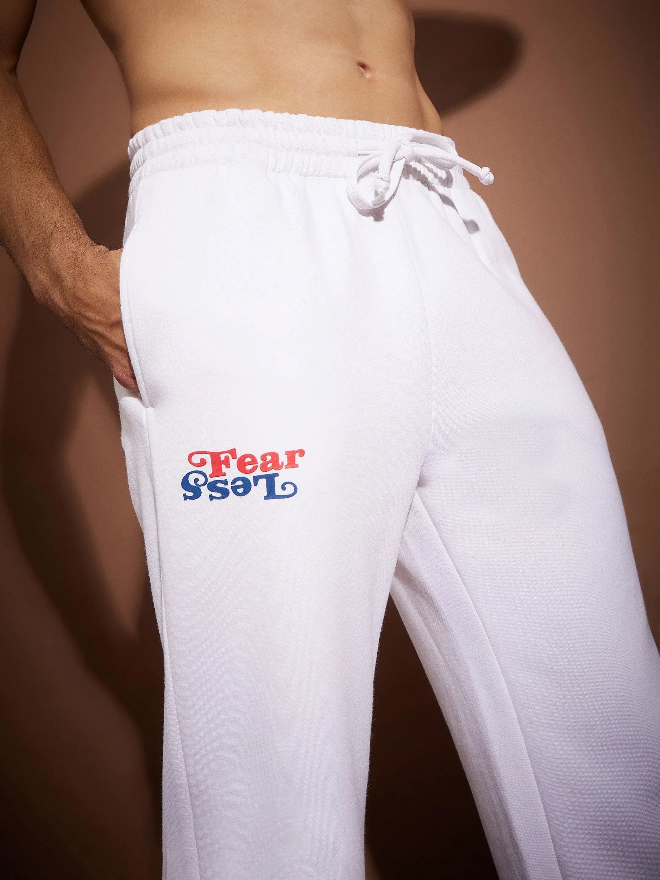 Men White Fear Less Oversized Sweatshirt & Joggers Set