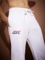 Men White Fear Less Oversized Sweatshirt With Joggers