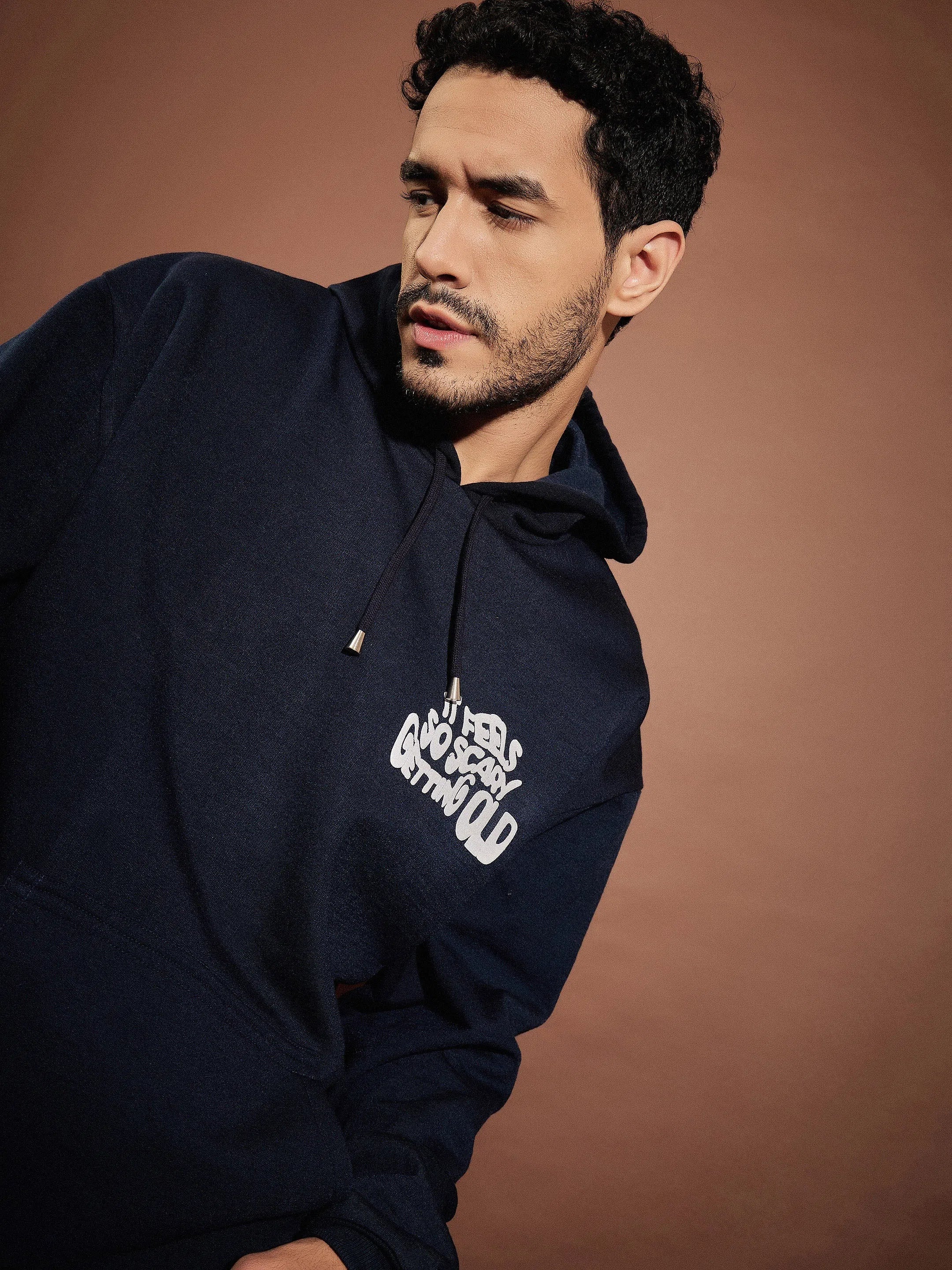 Men Navy Getting Old Oversized Hoodie and Joggers Set