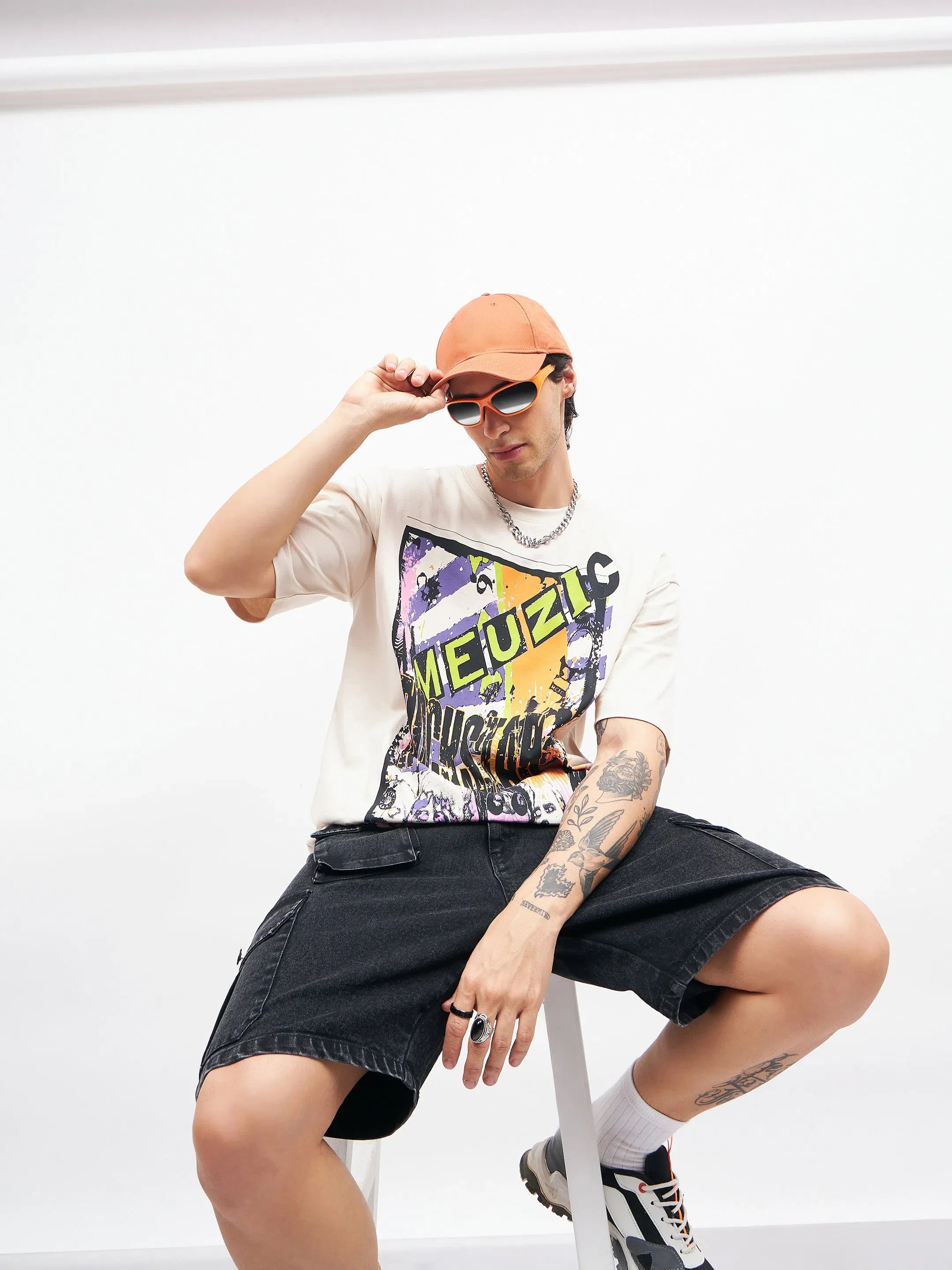 Men's Black Utility Pocket Denim Shorts | Cotton Cargo Pants